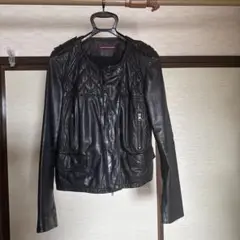 ブラックキルティングライダースジャケット