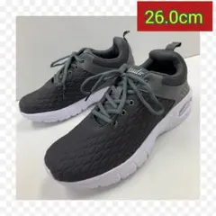 26.0cm★新品メンズスニーカー☆幅広厚底 軽量 メッシュエアーシューズ 灰色