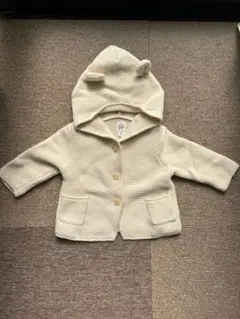 【値下げしました】GAP アイボリー フード付き ニットカーディガン 60cm