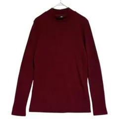 UNIQLO ユニクロ　リブハイネックニット　ボルドー　M