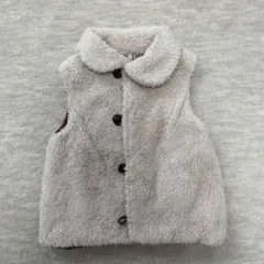 リバーシブルボアベスト　ボア　チェック　ドット　130cm