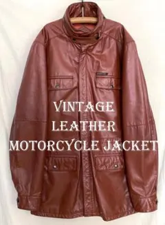 70s 本革レザー モーターサイクルジャケット 革ジャン レザージャケット 茶のサムネイル
