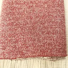 レッド×オフホワイト 霜降り調 裏毛ニット114×50