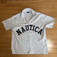 NAUTICA グレー 半袖ハーフジップ　Lサイズ