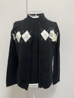 黒 アーガイル柄 ニットカーディガン セット