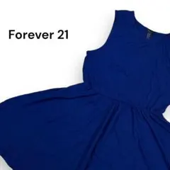 【フォーエバー21】ワンピース ノースリーブ 膝丈 ブルー 青 XL