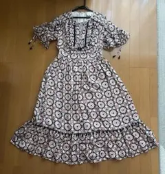 極美品✨】トッカ 6 ロングワンピース 総柄 花柄 ラメ ギャザー ピンク