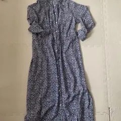 GU 花柄ワンピース　長袖　S ネイビー　秋