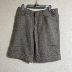 グレー ウール混紡 ショートパンツ