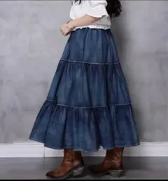 イレーンファッション デニムロングスカート