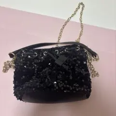 黒のスパンコールパーティーバッグ　ショルダーバッグ