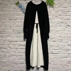 【超美品】GU ジーユー ニット ロング ワンピース 黒長袖 薄手 M