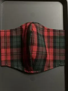 布マスク＊タータンチェック＊レッド