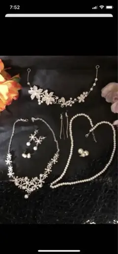 目玉商品ヘッドアクセサリー3点・パールネックレス・ピアス4点・合計7点セット美品