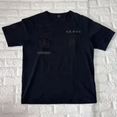 未使用 AVIREX TOP GUN ワッペン ミリタリー Ｔシャツ 黒 2XL