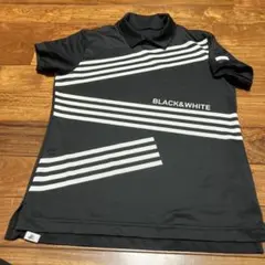 BLACK&WHITE ストライプ ゴルフシャツ