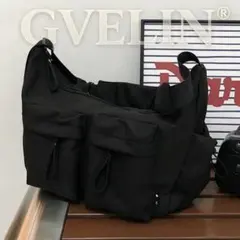 Gvelin ショルダーバッグ ブラック 大容量 男女兼用