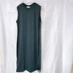 プロローグ ロングワンピース クルーネック ノースリーブ スリット M 緑