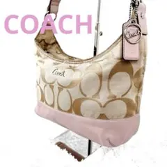 COACH one-shoulder bag signature pink