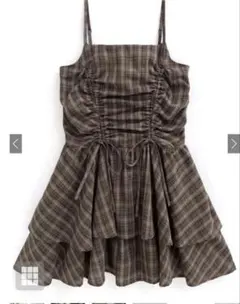 GRLチェック柄ドロストリボンミニワンピース