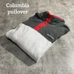 Columbia コロンビアフリースプルオーバー古着グレーホワイトレッドXL