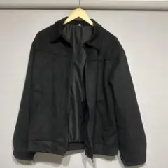 黒 スエード風 ジップアップジャケット