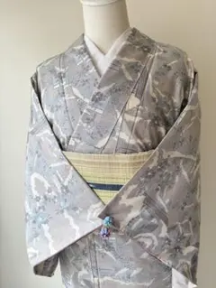 単衣 紬 花唐草模様 裄67cm 正絹 - メルカリ