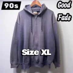 90s フェードフーディー ネイビー XL 雰囲気系 ボロ ヴィンテージ
