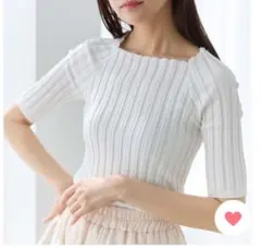 fifth フィットニット5分袖スクエアネック ホワイト　サイズM