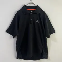 5883 adidas アディダス　ポロシャツ　半袖　黒　ロゴ　Ｓ　ゴルフウェアのサムネイル