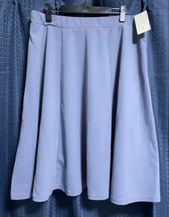 5L 新品 ひざ丈 フレアスカート ライトくすみブルー 大きいサイズ 春〜初夏