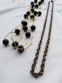 ネックレス 2点セット　黒　ゴールド