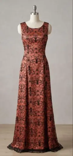 花柄スリーブレスロングドレス 美品