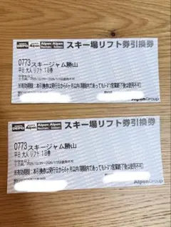 スキージャム勝山　リフト券　平日　2枚