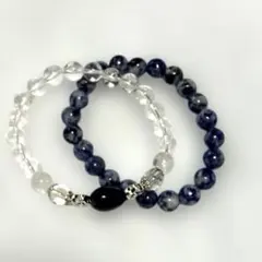 キラキラ透明度高いクリスタルのデザブレとソーダライトブレスレットの２点セット