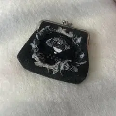 女の子 刺繍 デニム がま口財布 ★