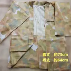 【アンティーク】淡い水彩画の様なグリーンとオレンジの羽織