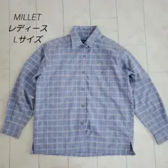 MILLET チェック柄シャツ Lサイズ水色系