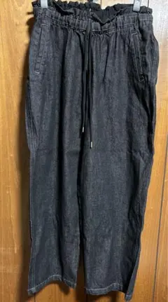 kotikoti コティコティ デニム テーパードパンツ 10分丈 ブラック