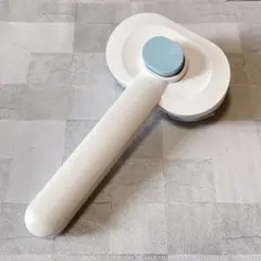 ☆ペット用ブラシ 犬　猫　プッシュ式　マッサージ　ホワイト×ブルー