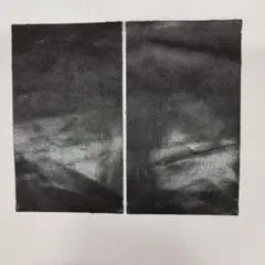 はがきサイズ牛革はぎれ革　黒2枚
