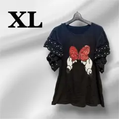 ★レア★ミニーマウスデザイン 【XL】フリル袖 半袖Tシャツ　レディース