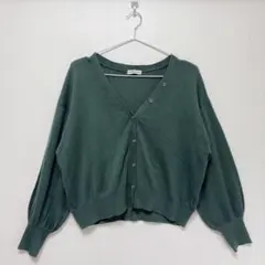 アースミュージック&エコロジー 緑 ニットカーディガン Fサイズ ダークグリーン