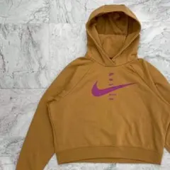 ナイキ　クロップドパーカー　レディース　L　ブラウン　フーディ　裏起毛