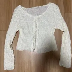 リブ編み収縮性カーディガン