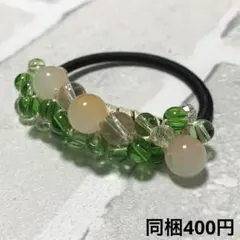 ハーフ シュシュ☆ビーズ ヘアゴム☆ハンドメイド 青 ブルー系 - メルカリ