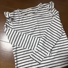 ボーダー 肩フリル 長袖カットソー