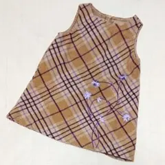 80　ZARA　刺繍の可愛いチェックワンピース