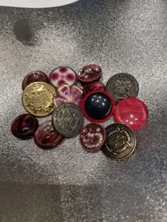 ボタンセット レトロ　アンティーク　赤系14個