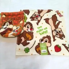 新品チップとデール ハンドタオルとタオル巾着ポーチ２セットお値下げ